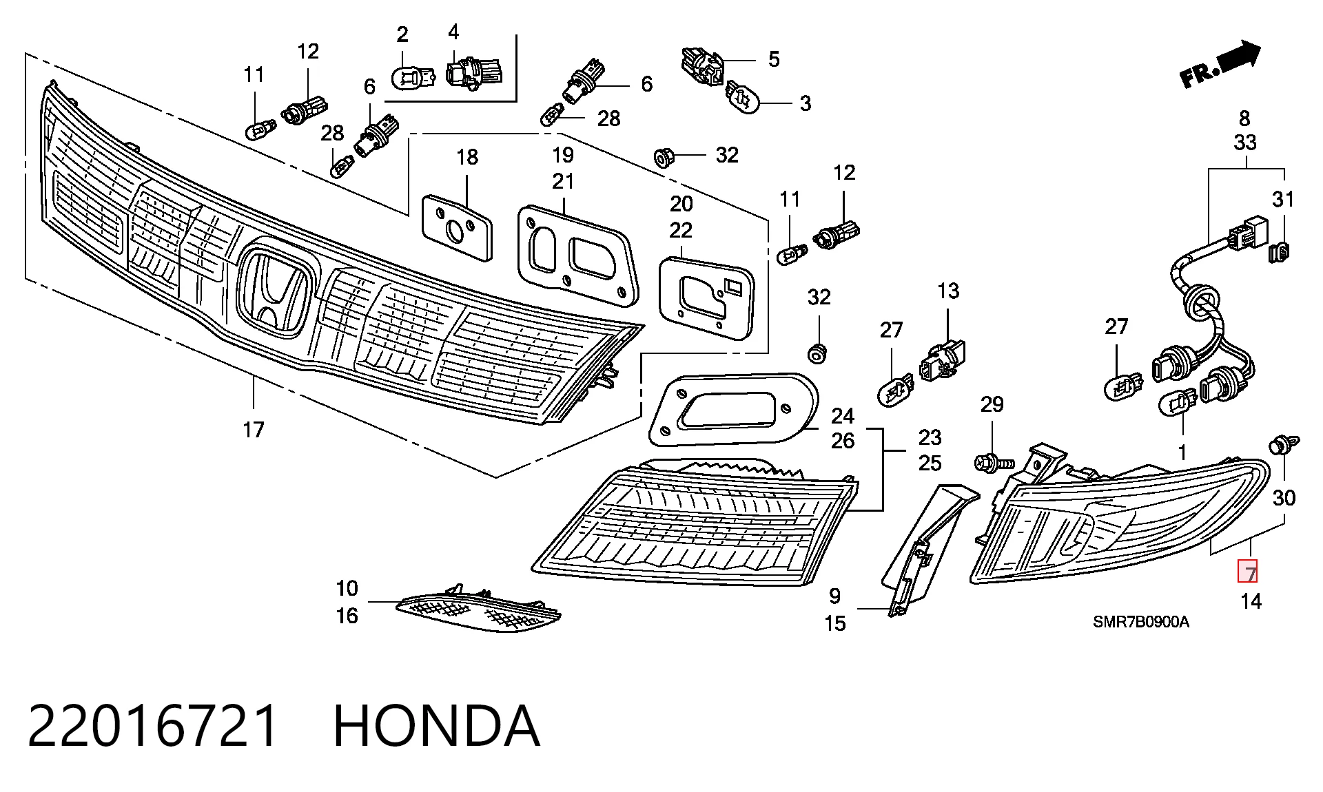 22016721 Honda Задній правий зовнішній ліхтар