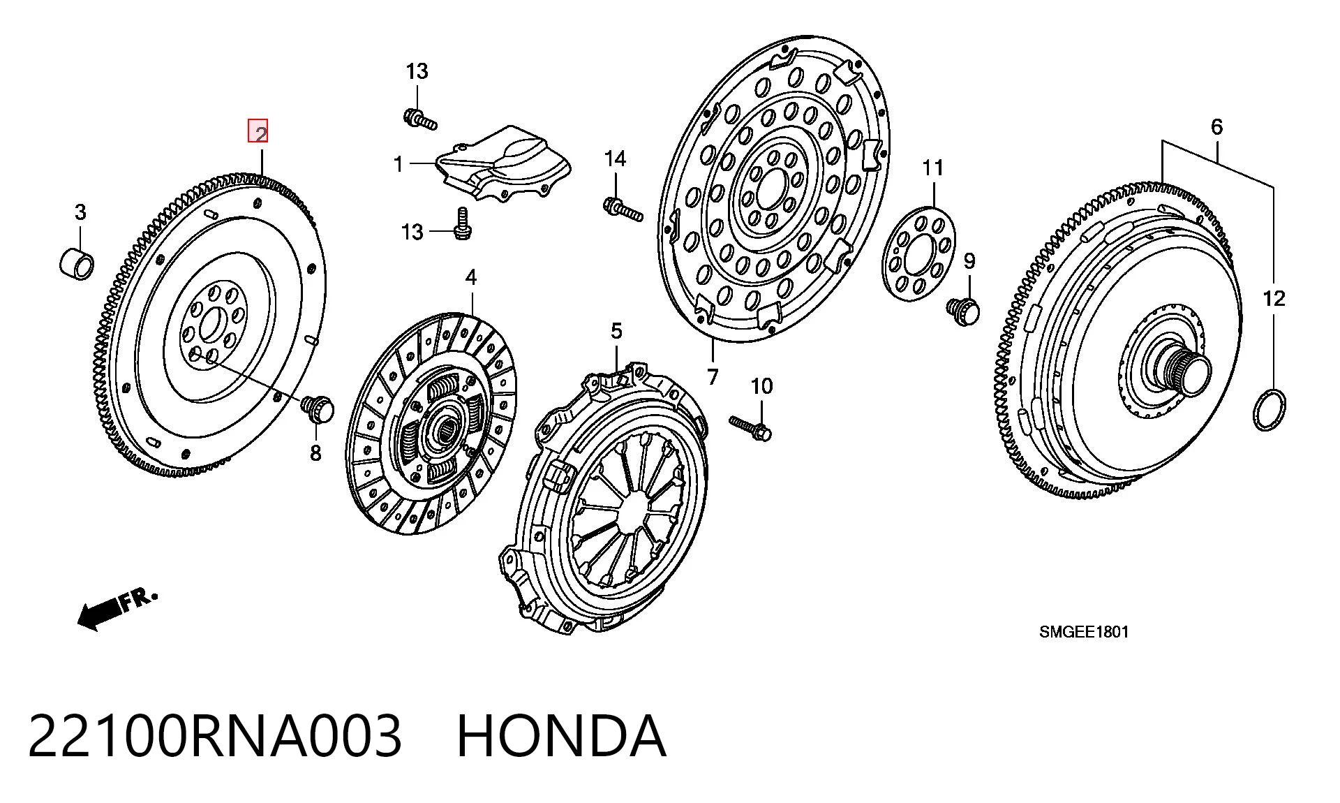 22100RNA003 Honda Демпферний маховик