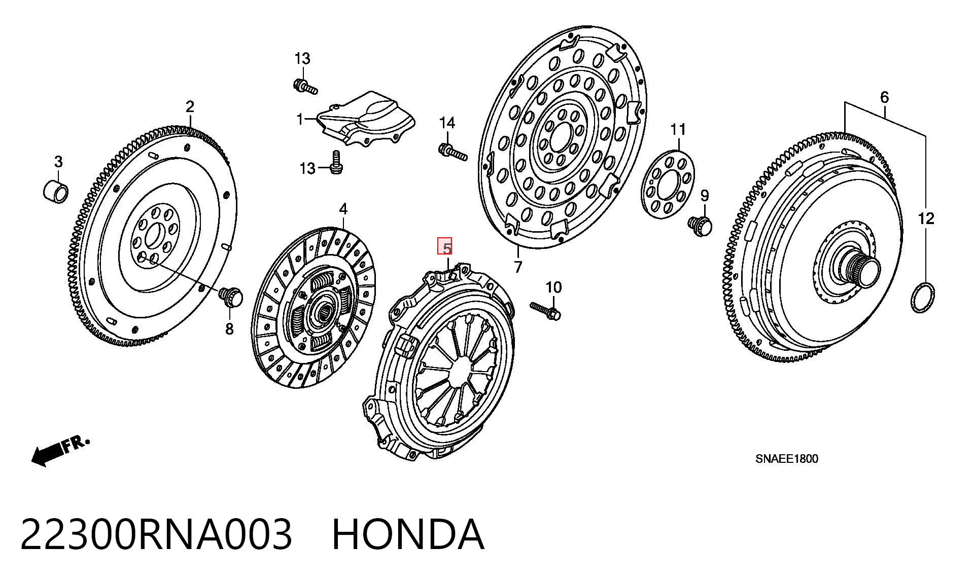 22300RNA003 Honda Натискний диск зчеплення