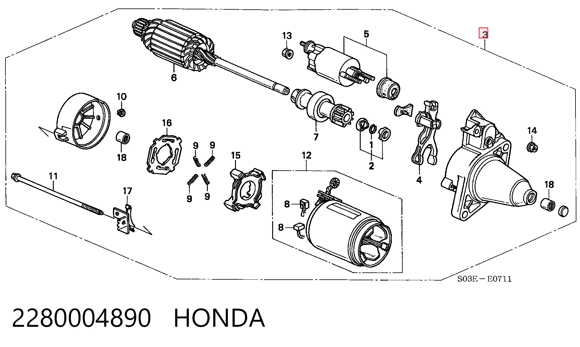 2280004890 Honda Стартер двигуна