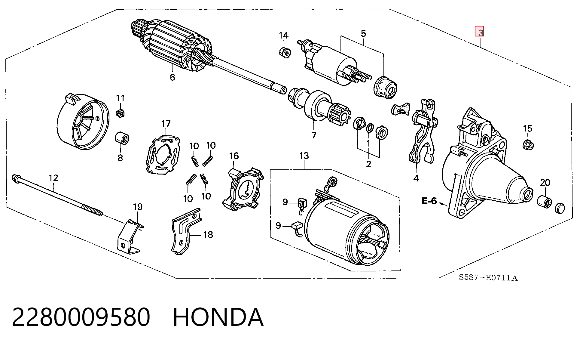 2280009580 Honda Стартер двигуна