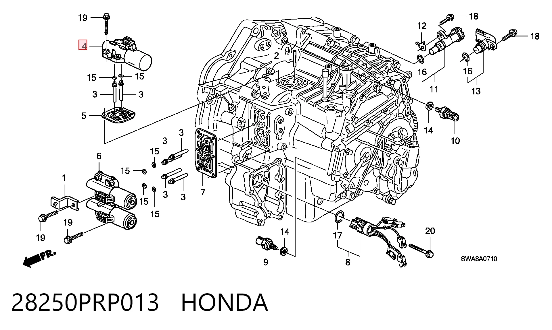 28250PRP013 Honda Соленоїд автоматичної коробки передач