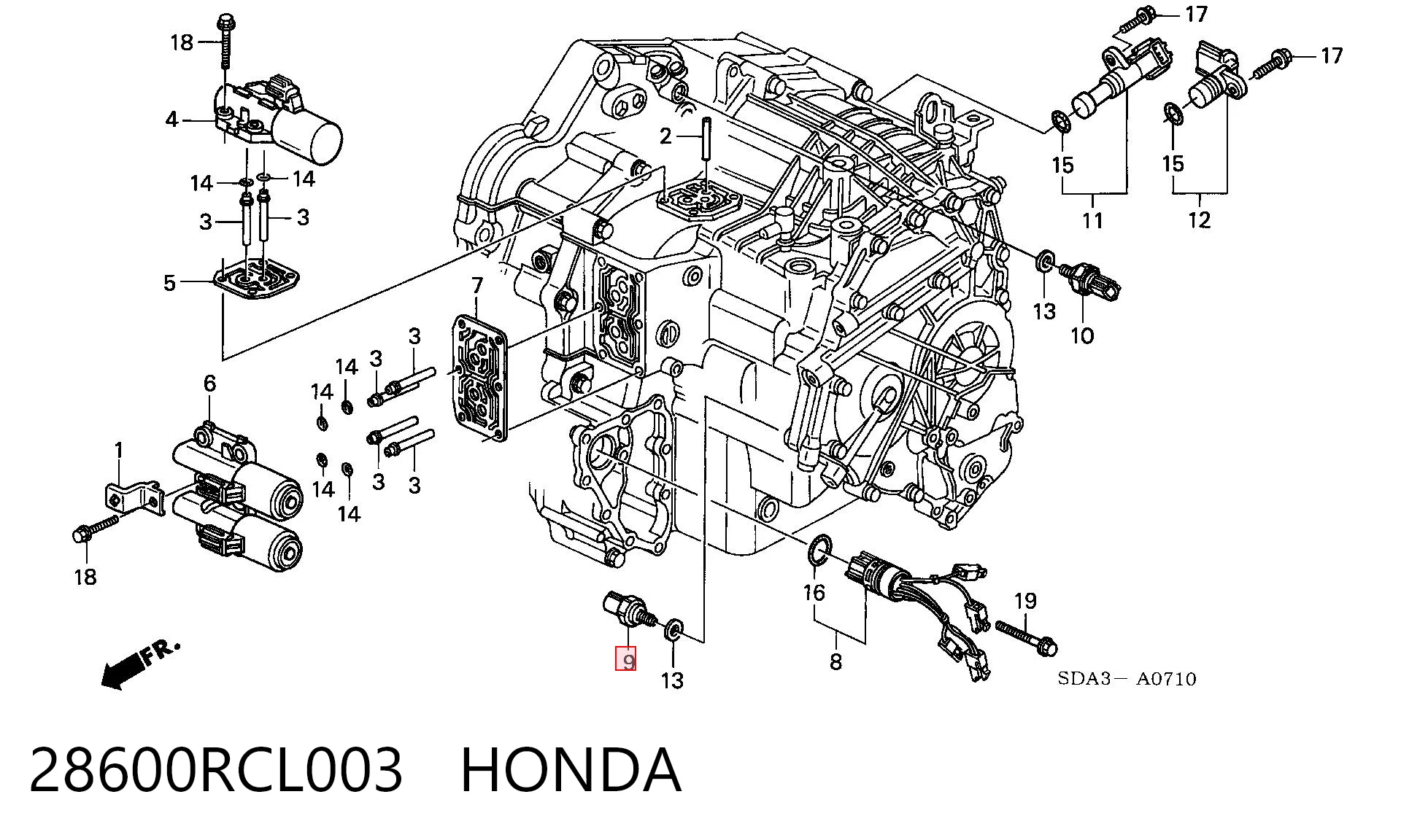 28600RCL003 Honda Клапан тиску масла КПП