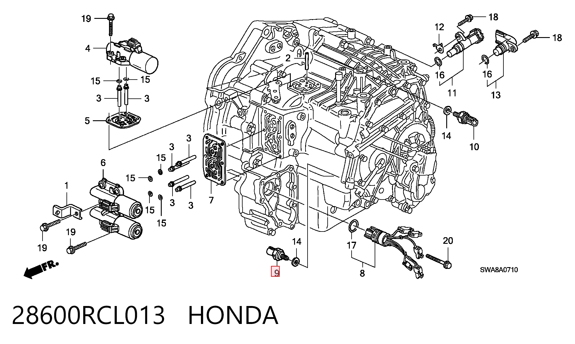 28600RCL013 Honda Клапан тиску масла КПП
