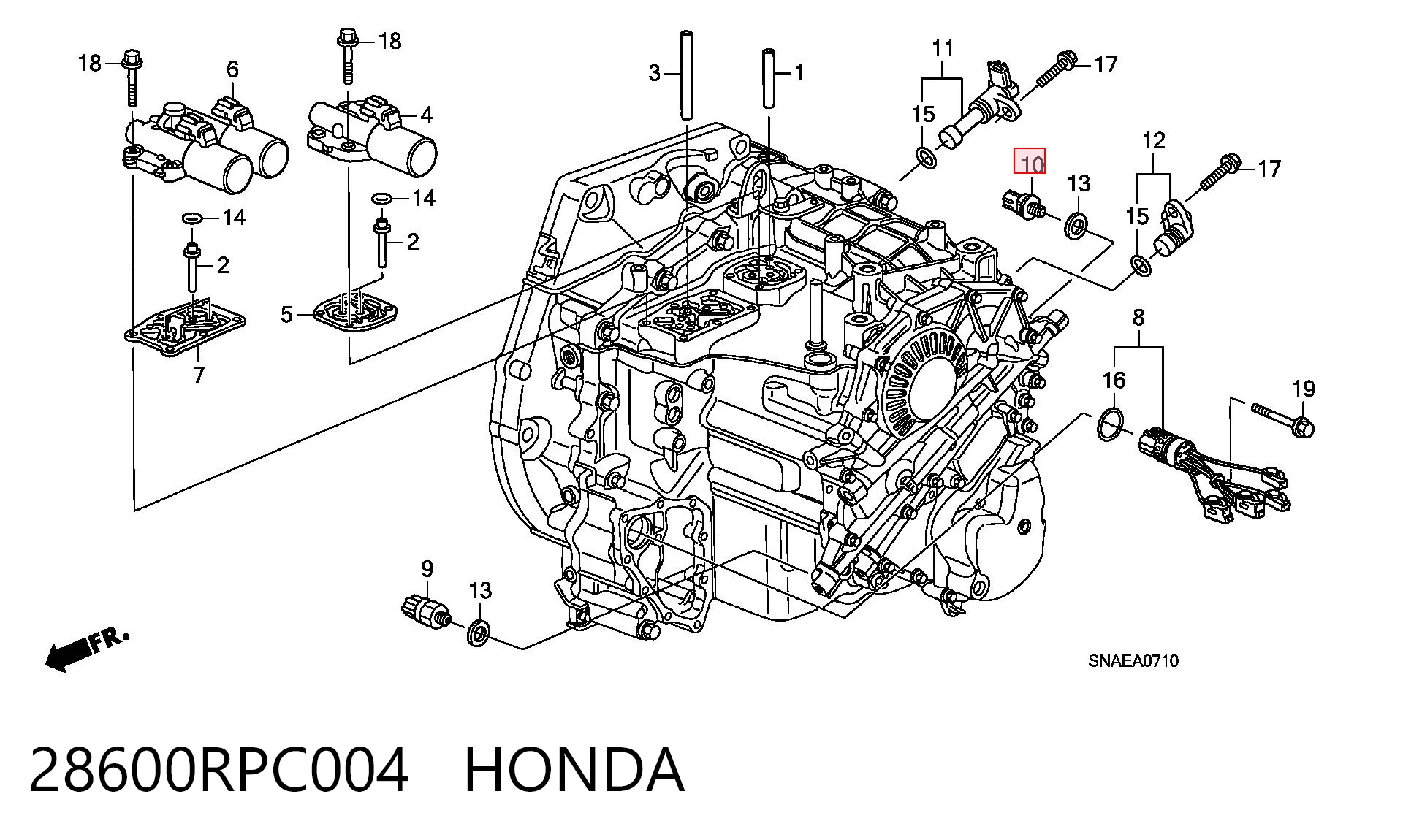 28600RPC004 Honda Клапан тиску масла КПП