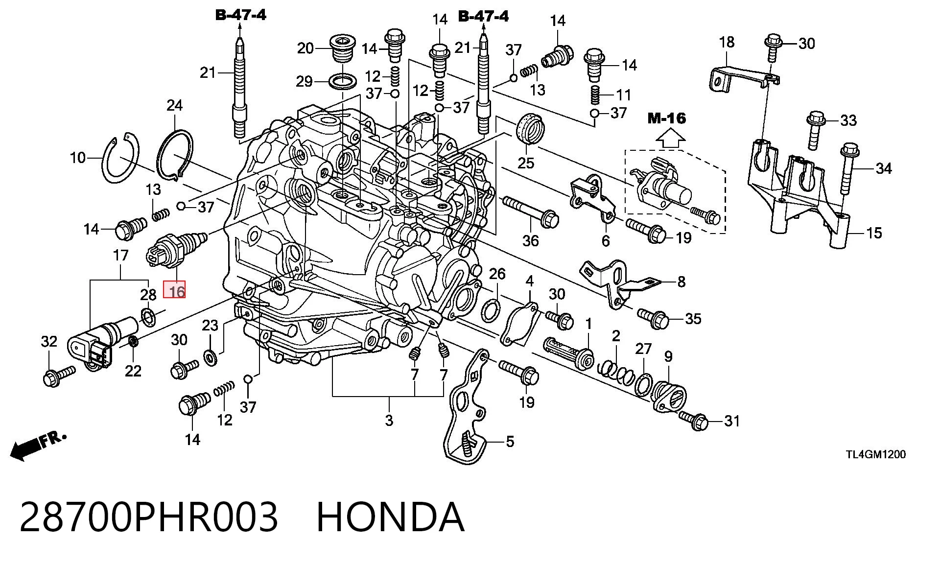 28700PHR003 Honda Датчик включення ліхтарів заднього ходу