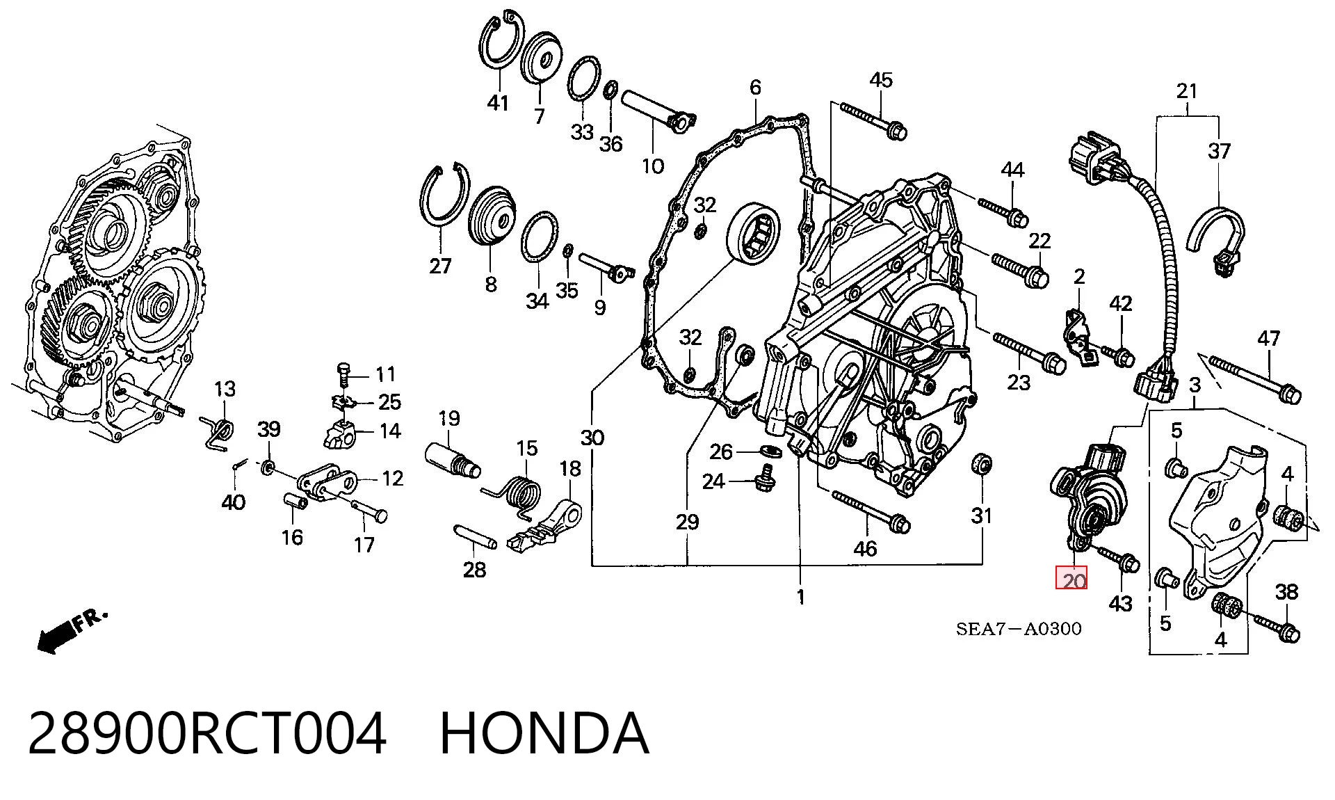 28900RCT004 Honda Механізм вибору передач / привід перемикання