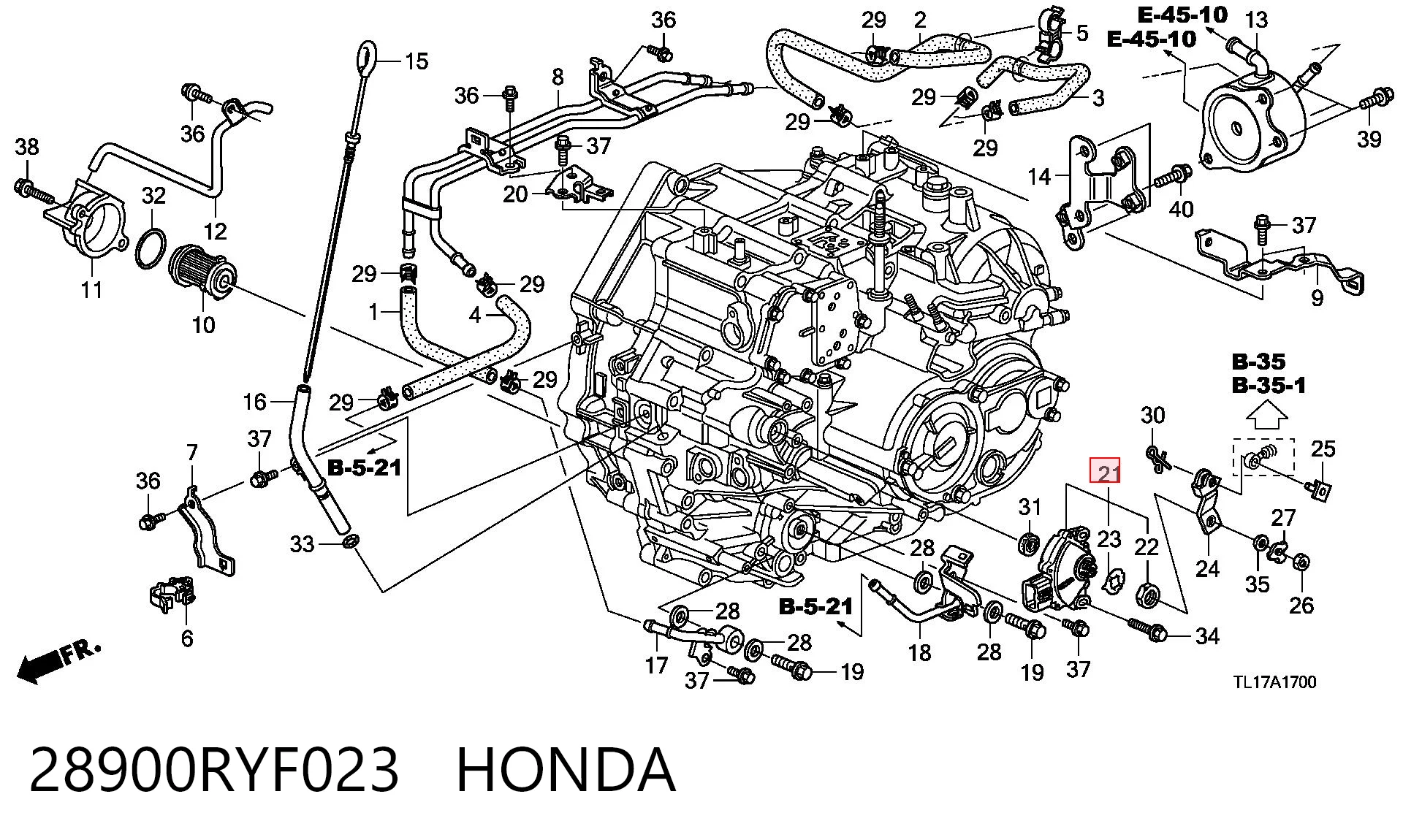 28900RYF023 Honda Датчик положення селектора АКПП