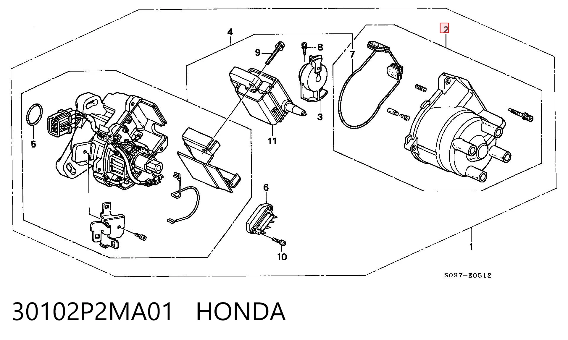 30102P2MA01 Honda Кришка розподільника запалювання / трамблера