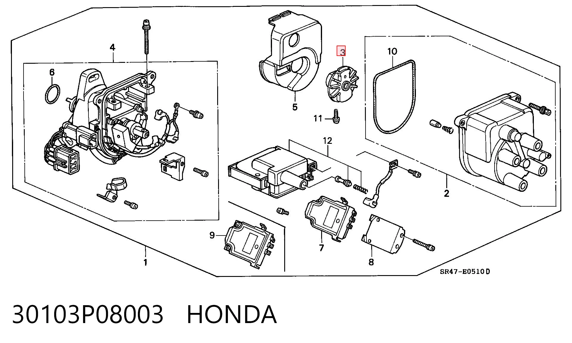 30103P08003 Honda Бігунок розподільника запалювання