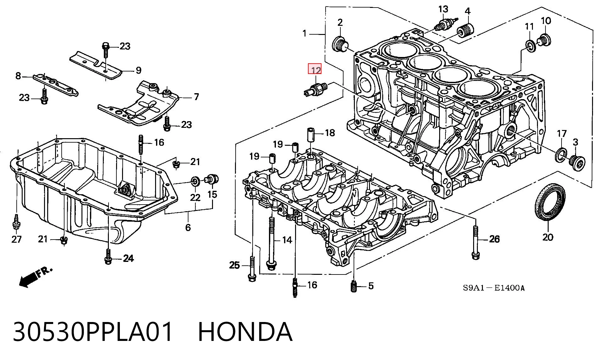 30530PPLA01 Honda Датчик детонації
