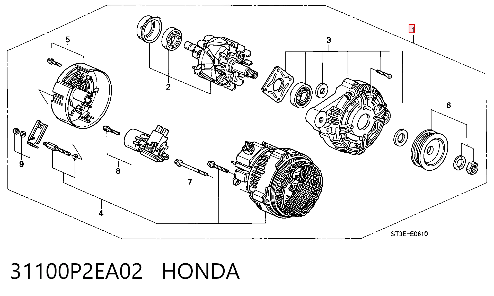 31100P2EA02 Honda Авто генератор