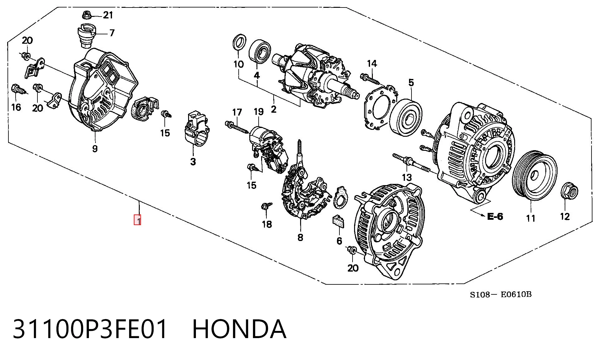 31100P3FE01 Honda Авто генератор