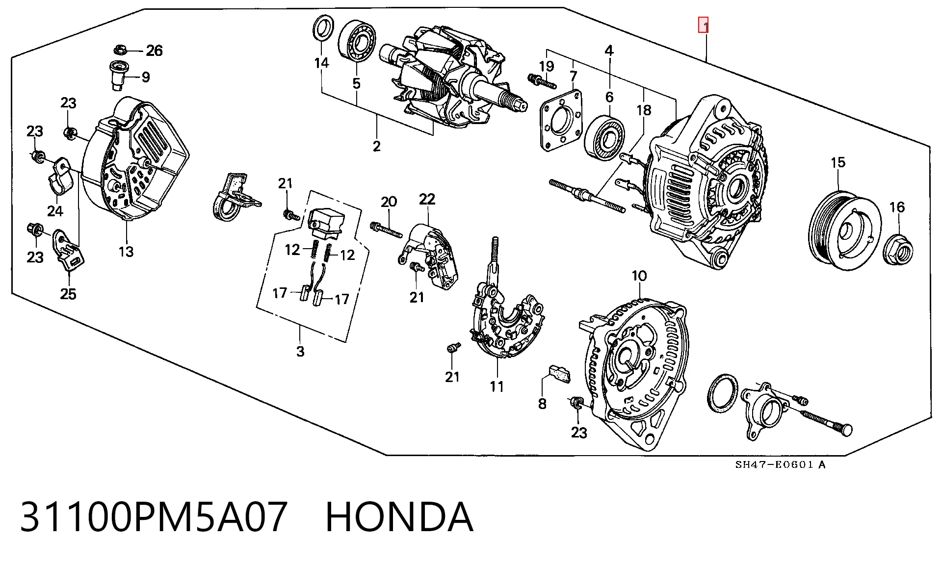 31100PM5A07 Honda Авто генератор