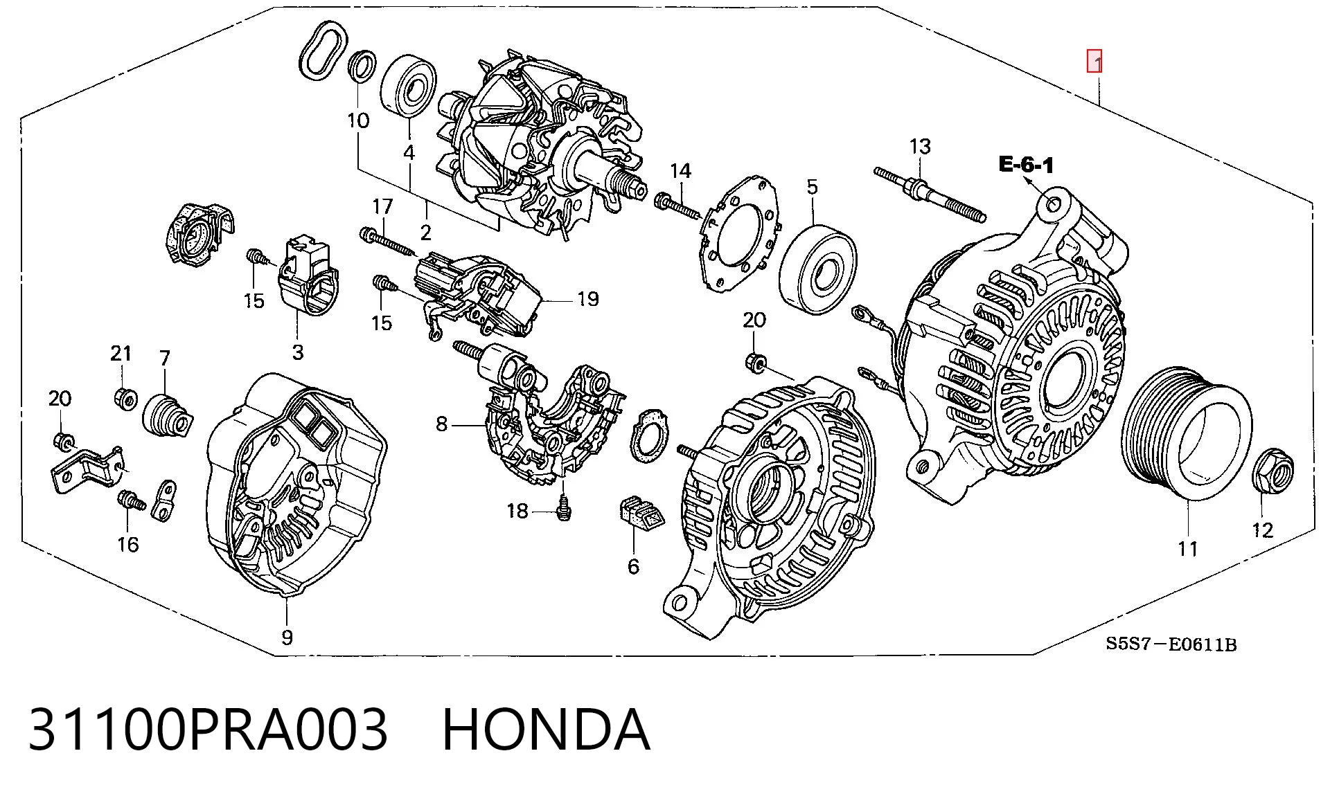 31100PRA003 Honda Авто генератор