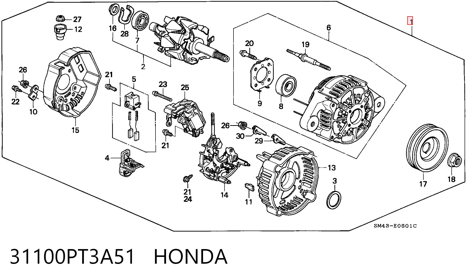 31100PT3A51 Honda Авто генератор