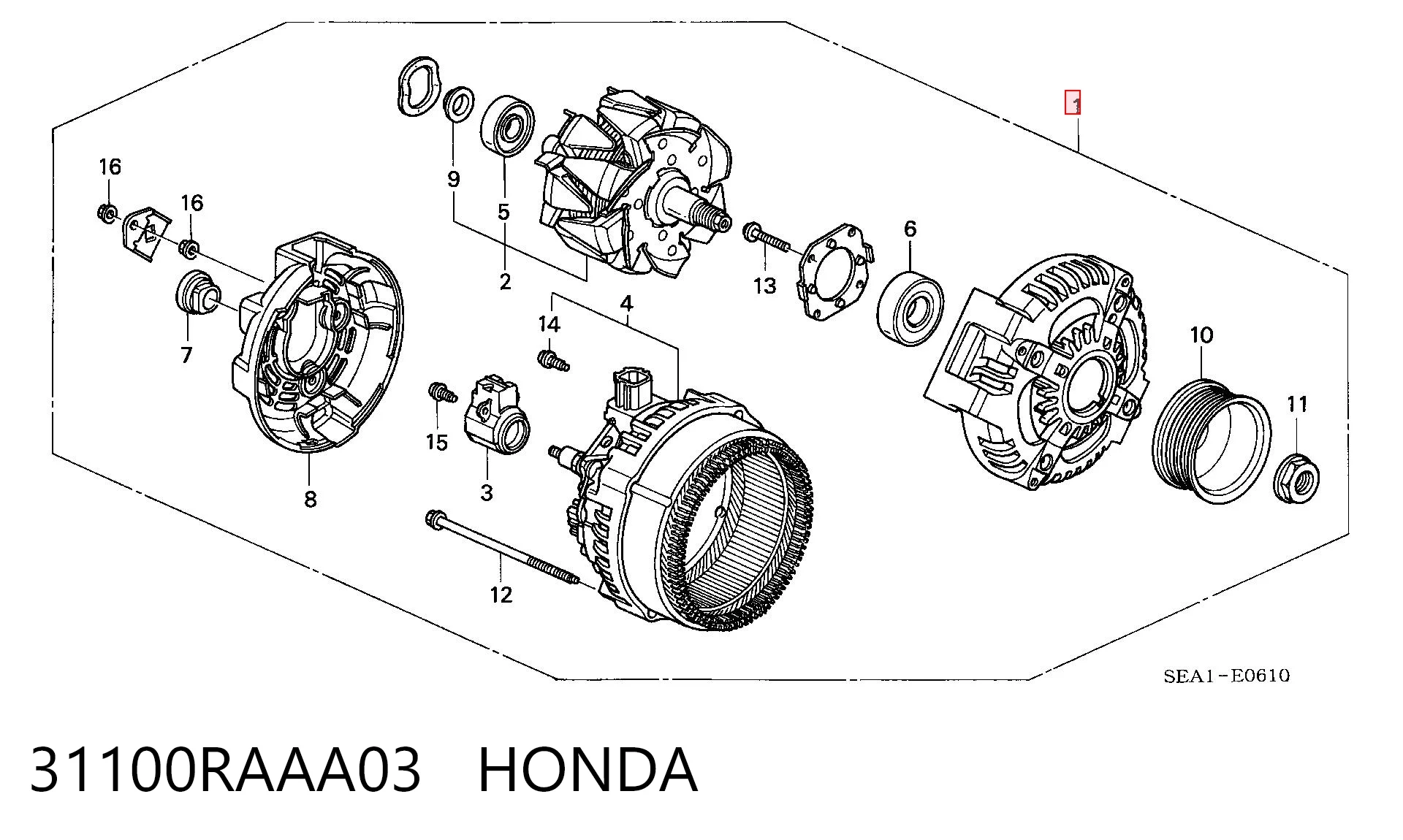 31100RAAA03 Honda Авто генератор