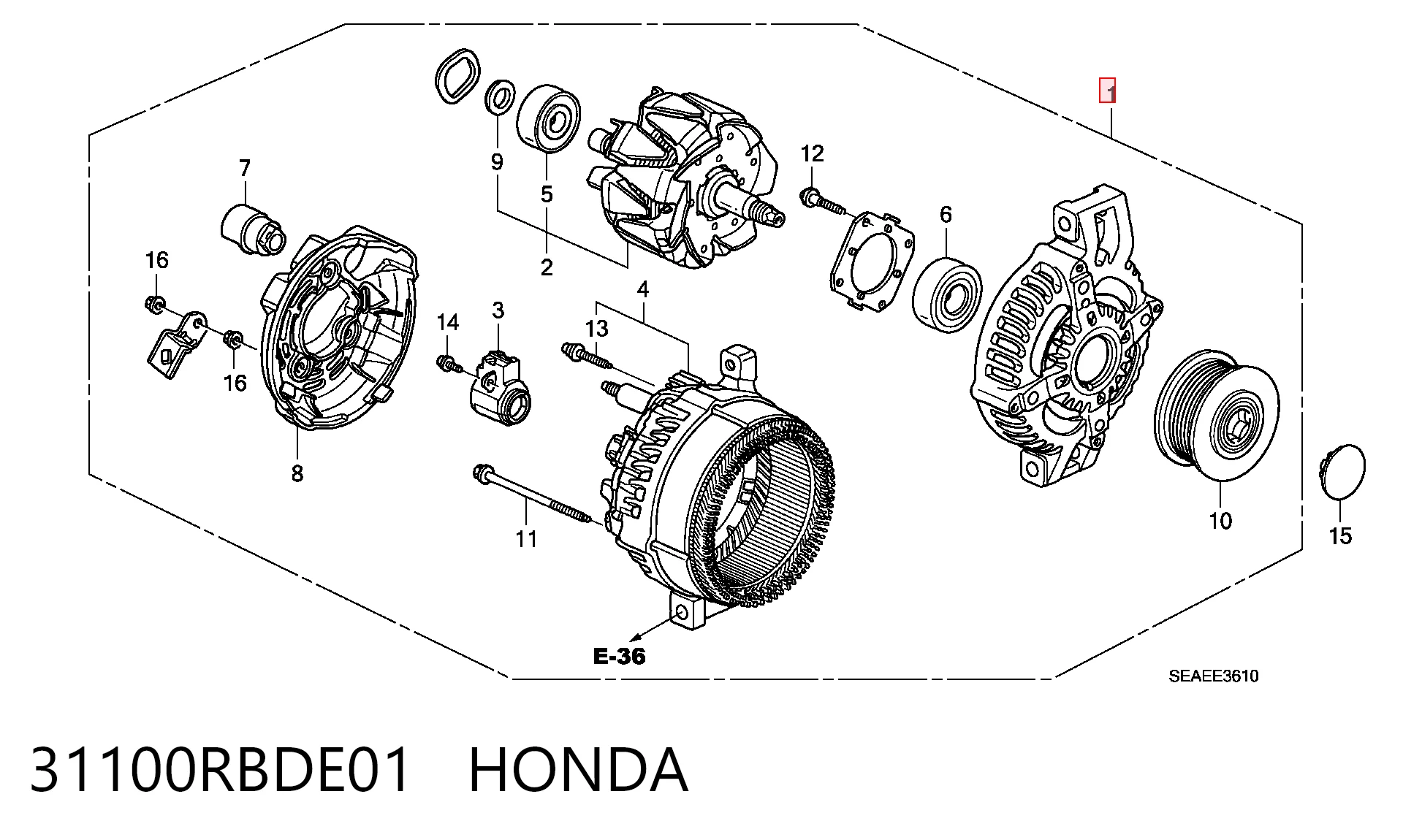31100RBDE01 Honda Авто генератор