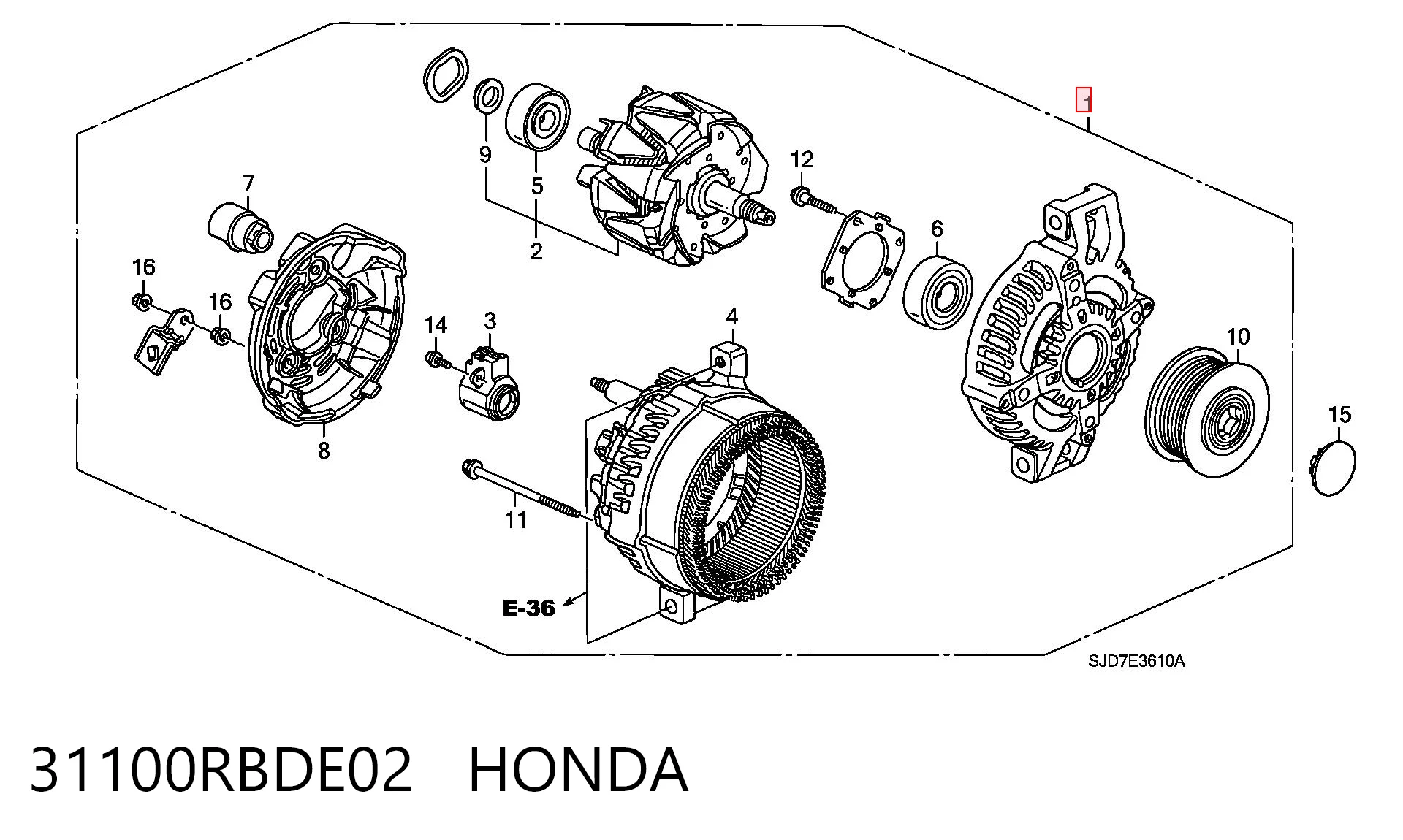 31100RBDE02 Honda Авто генератор
