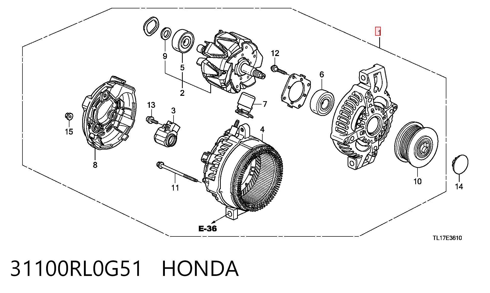 31100RL0G51 Honda Авто генератор