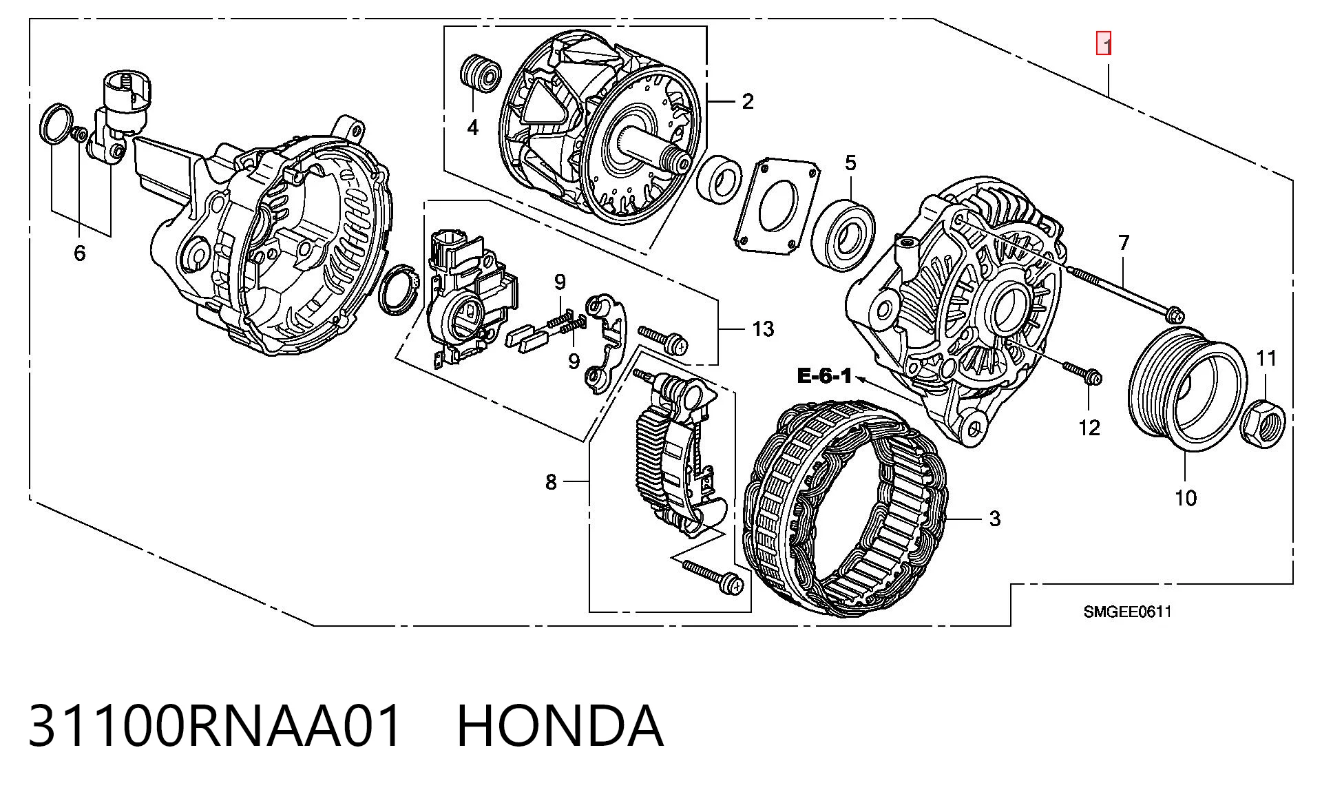 31100RNAA01 Honda Авто генератор
