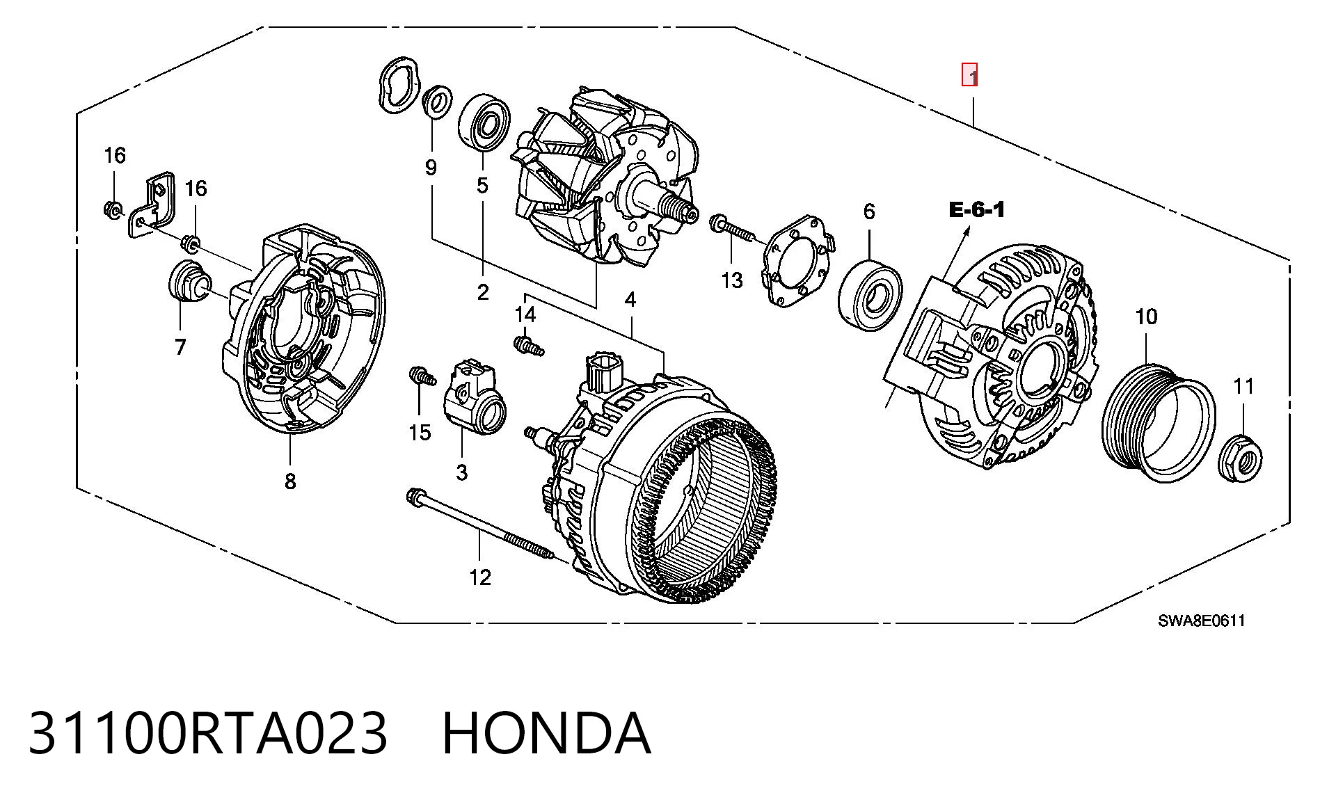 31100RTA023 Honda Авто генератор