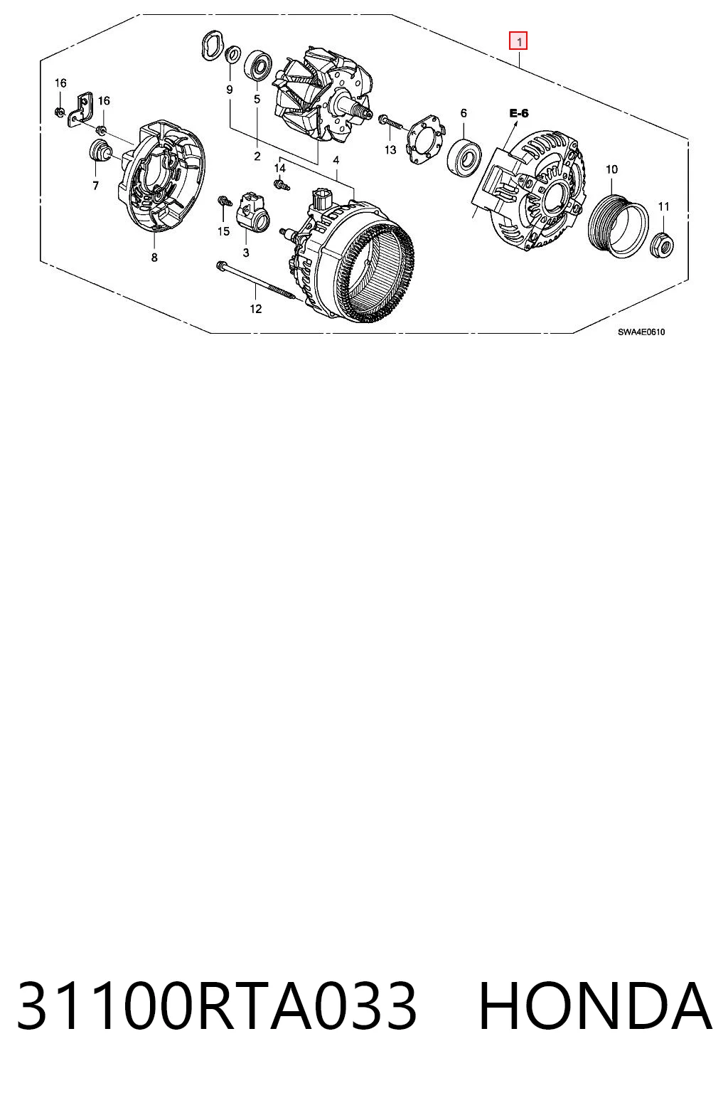 31100RTA033 Honda Авто генератор