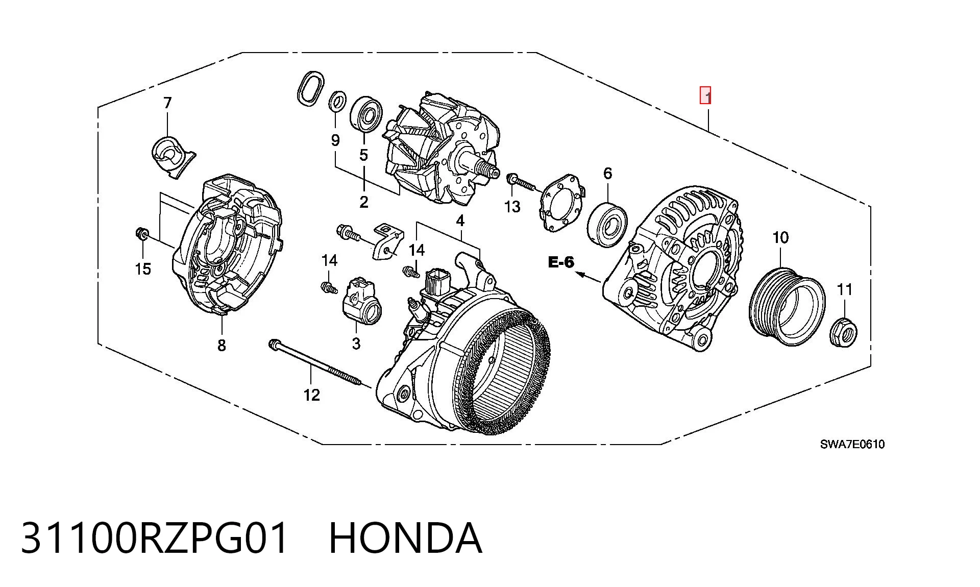 31100RZPG01 Honda Авто генератор