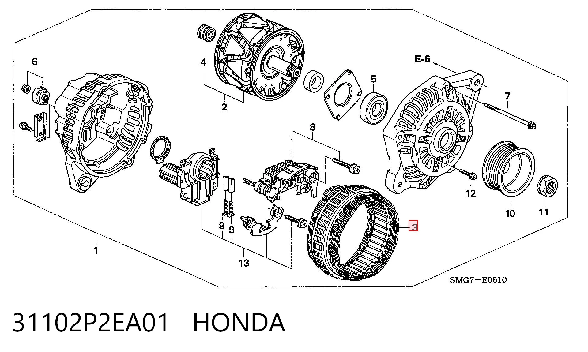 31102P2EA01 Honda Обмотка генератора, статор