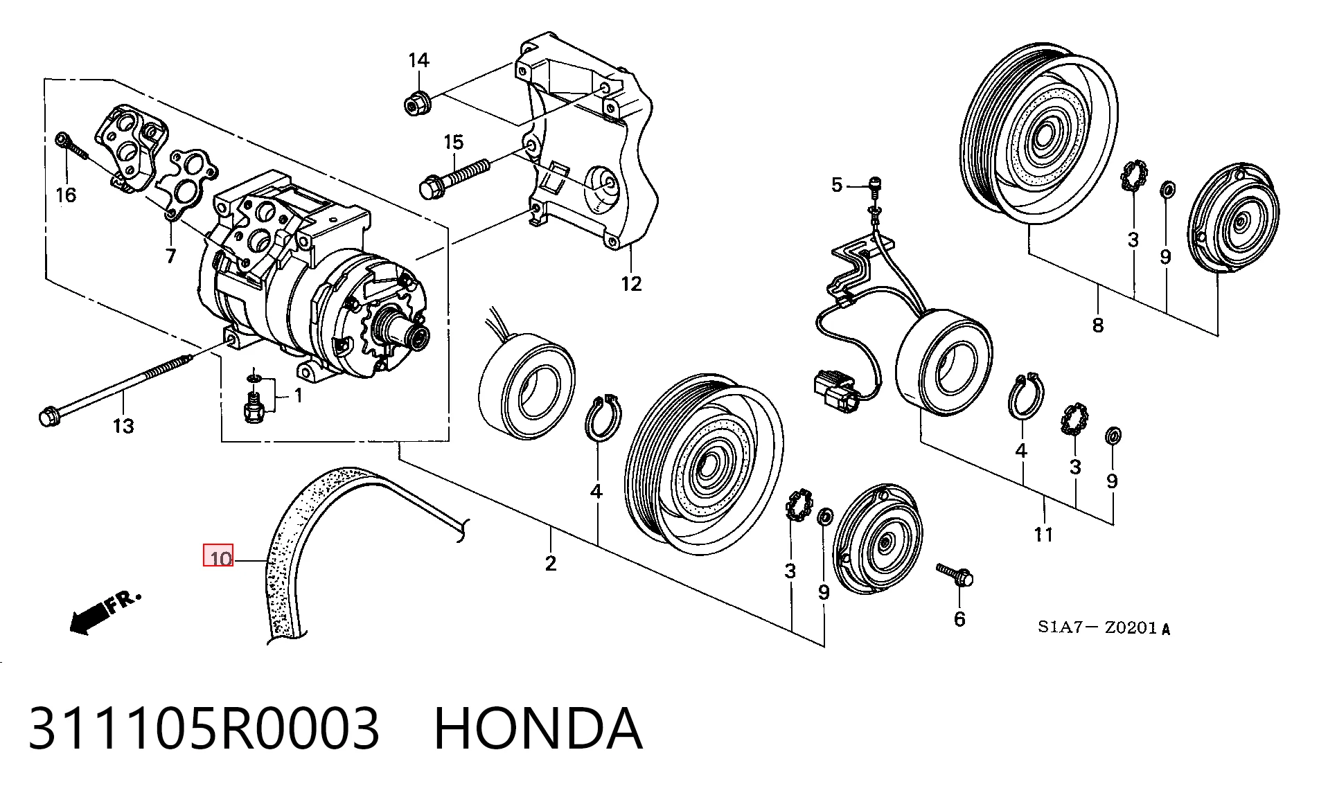 311105R0003 Honda Поліклиновий ремінь