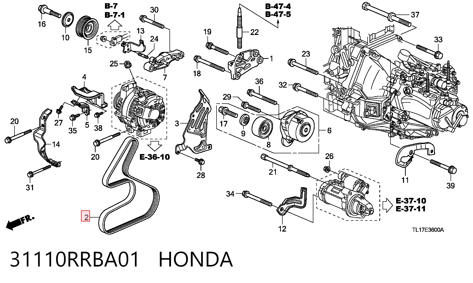 31110RRBA01 Honda Поліклиновий ремінь