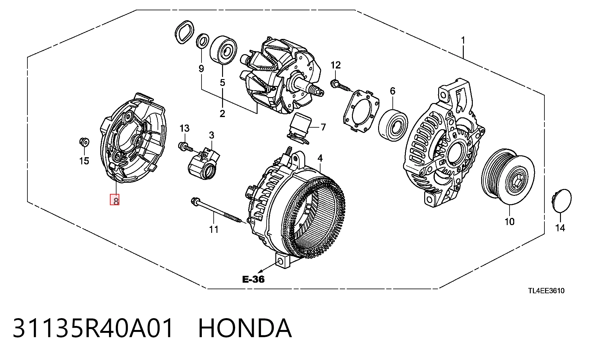31135R40A01 Honda Кришка генератора задня