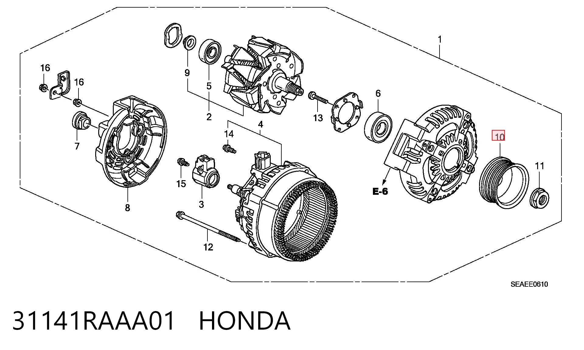 31141RAAA01 Honda Обгонна муфта генератора