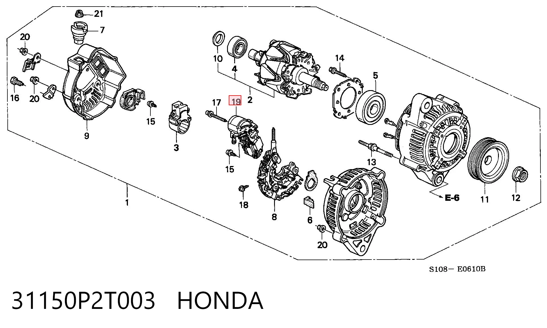 31150P2T003 Honda Реле-регулятор (напруги)