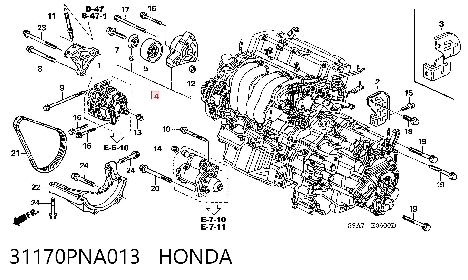 31170PNA013 Honda Натяжна планка поліклинового ременя