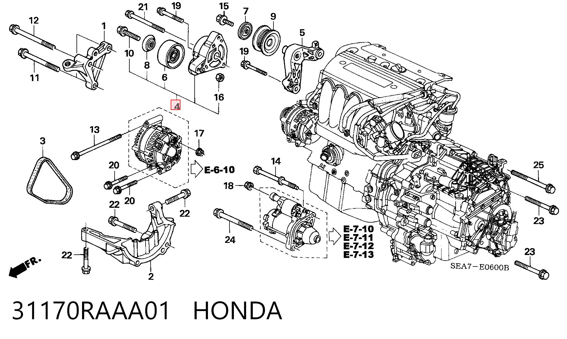 31170RAAA01 Honda Натяжна планка поліклинового ременя