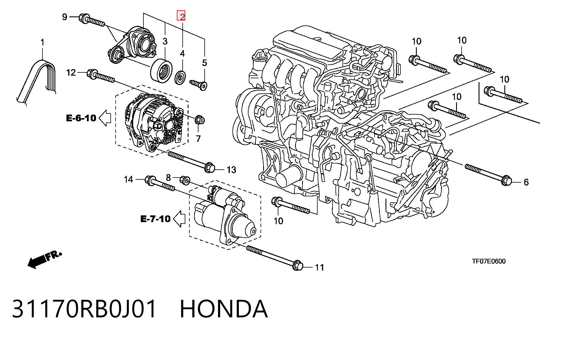31170RB0J01 Honda Натяжна планка поліклинового ременя