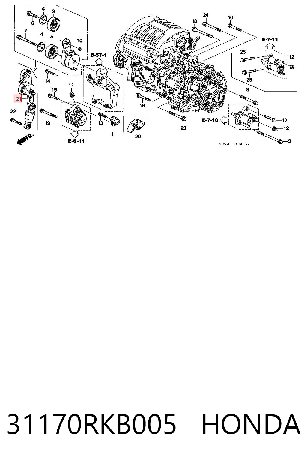 31170RKB005 Honda Натяжна планка поліклинового ременя