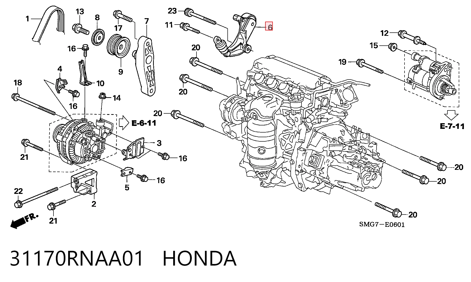 31170RNAA01 Honda Натяжна планка поліклинового ременя