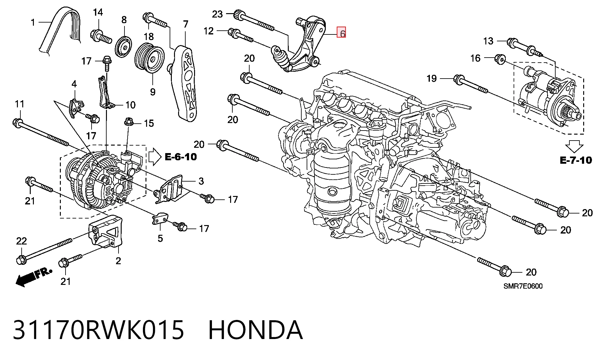 31170RWK015 Honda Натяжна планка поліклинового ременя