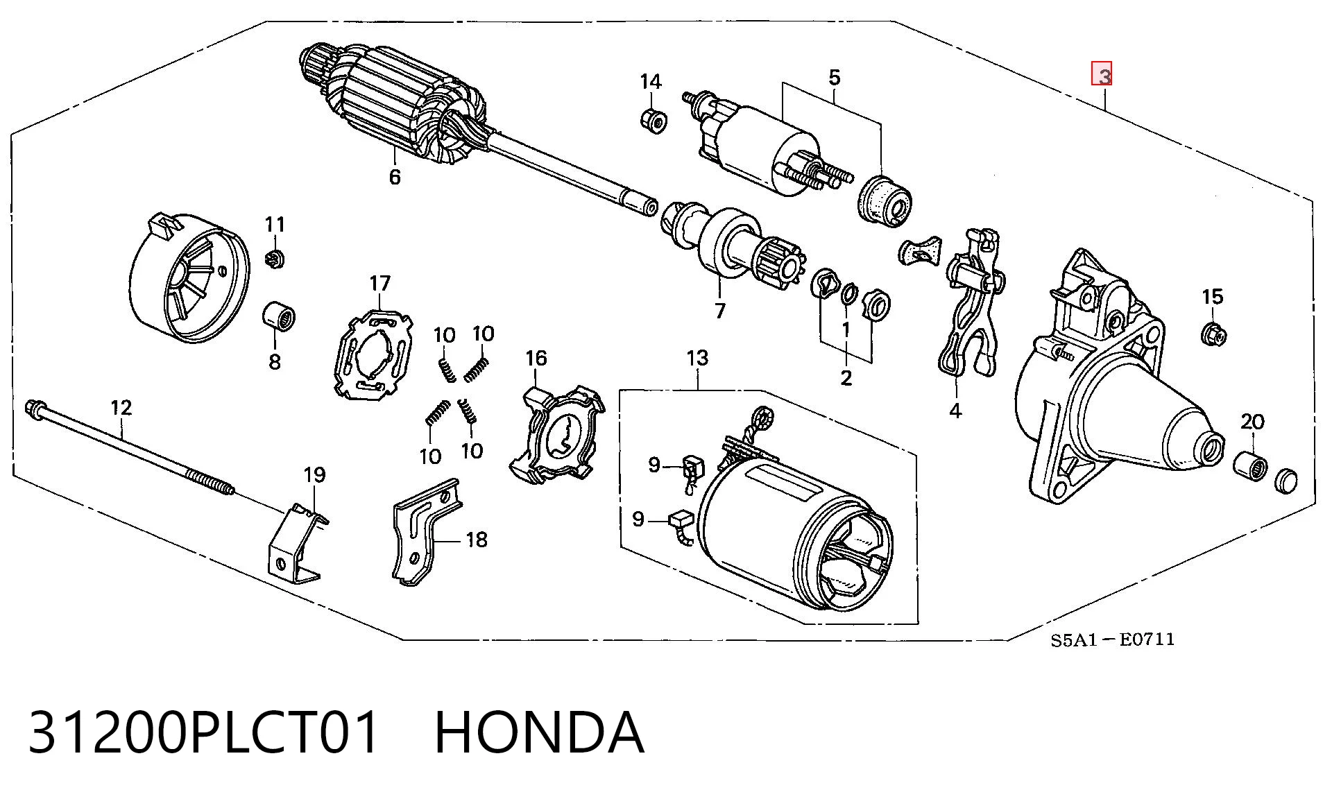 31200PLCT01 Honda Стартер двигуна