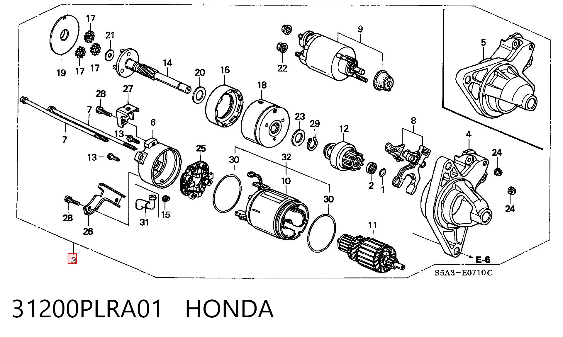 31200PLRA01 Honda Стартер двигуна