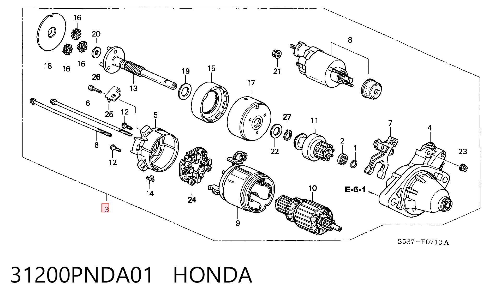 31200PNDA01 Honda Стартер двигуна