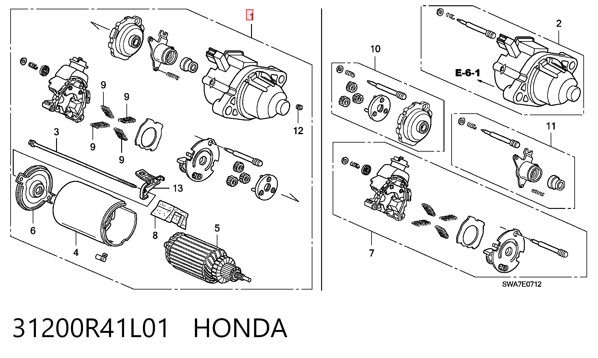31200R41L01 Honda Стартер двигуна