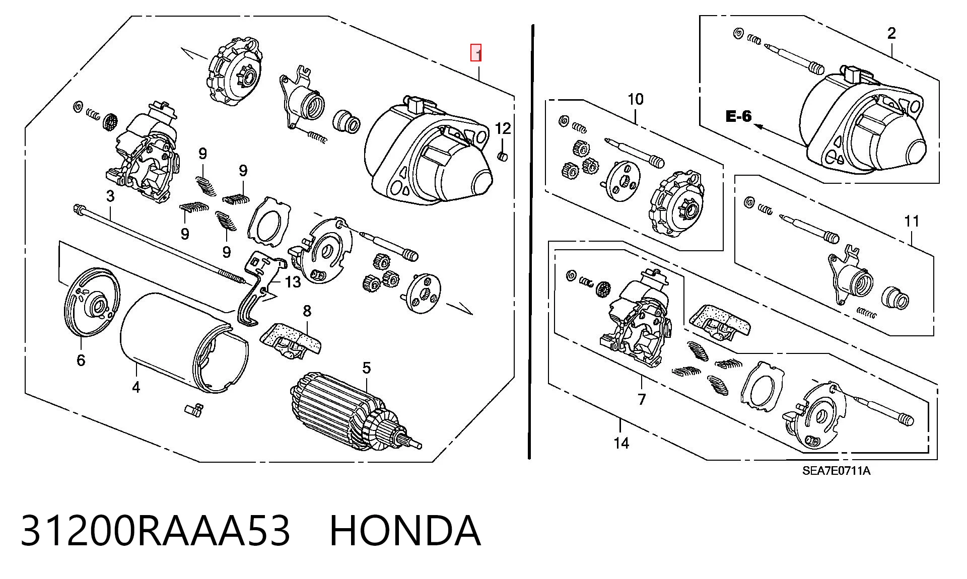 31200RAAA53 Honda Стартер двигуна