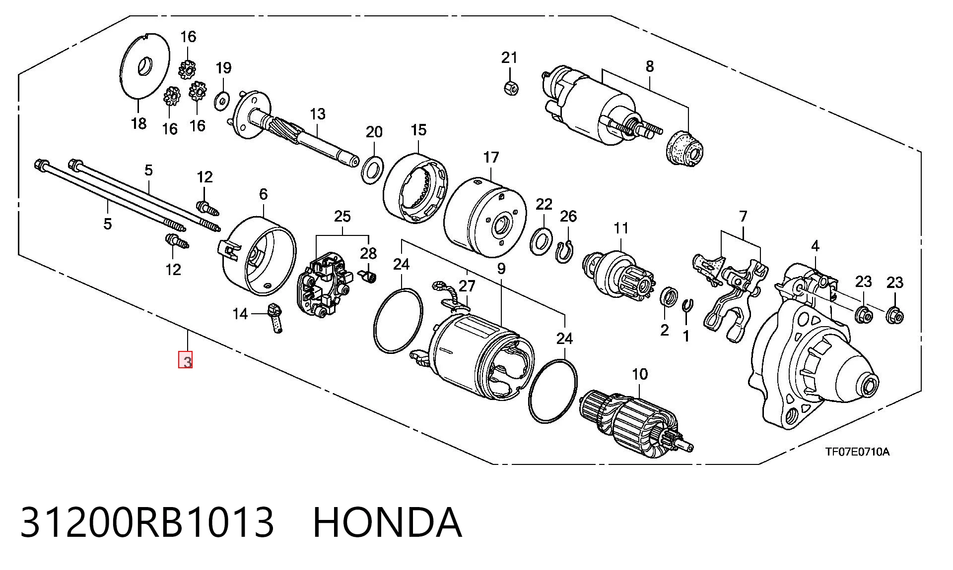31200RB1013 Honda Стартер двигуна