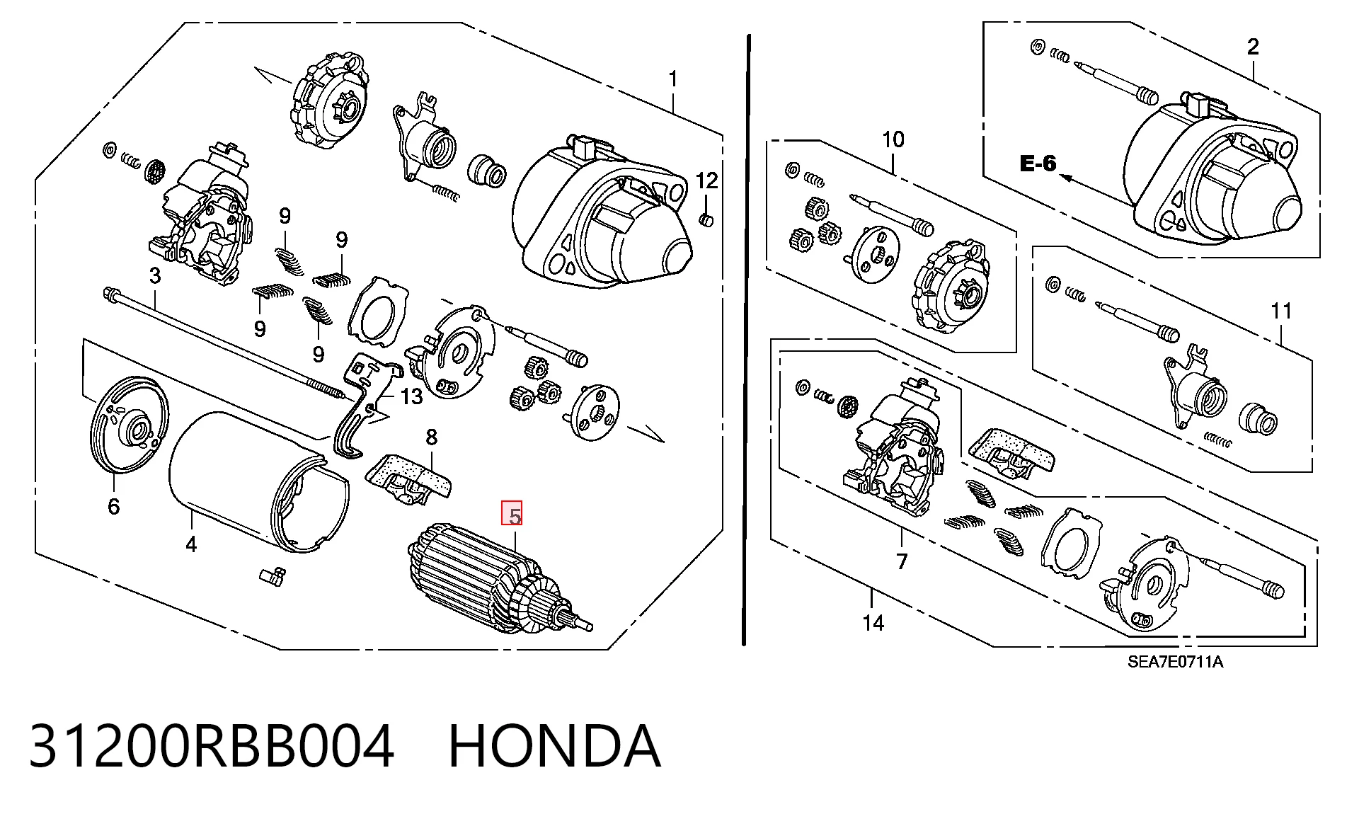 31200RBB004 Honda Стартер двигуна