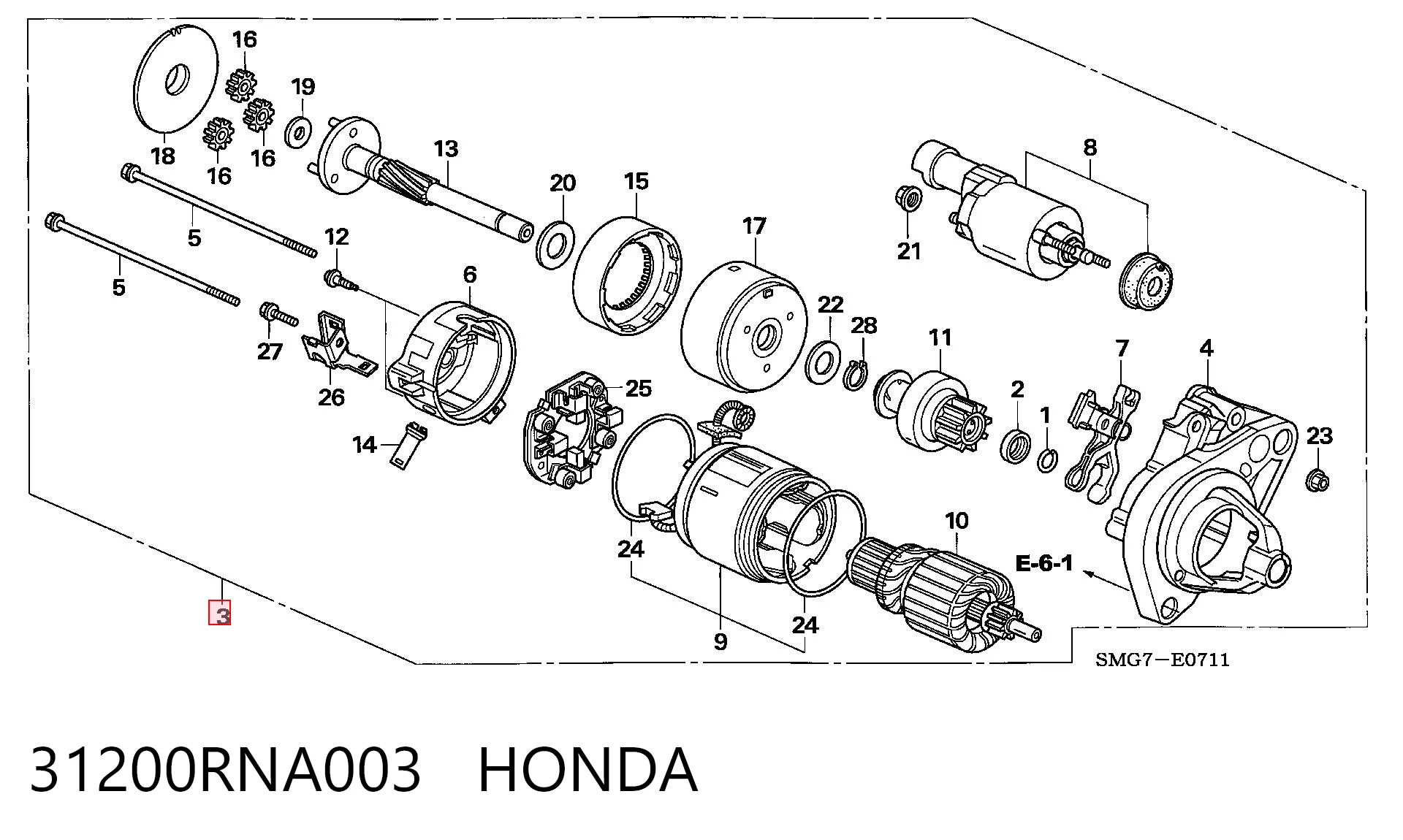 31200RNA003 Honda Стартер двигуна