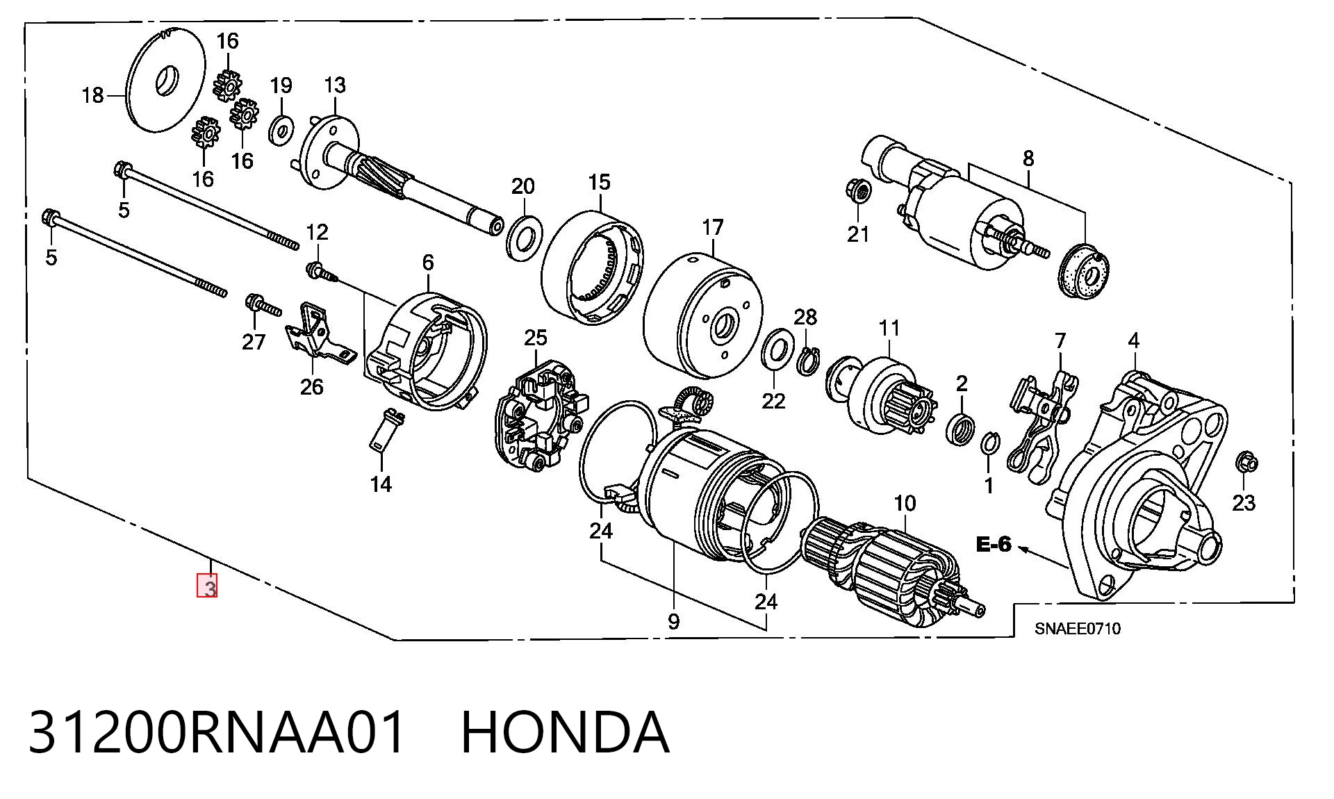 31200RNAA01 Honda Стартер двигуна
