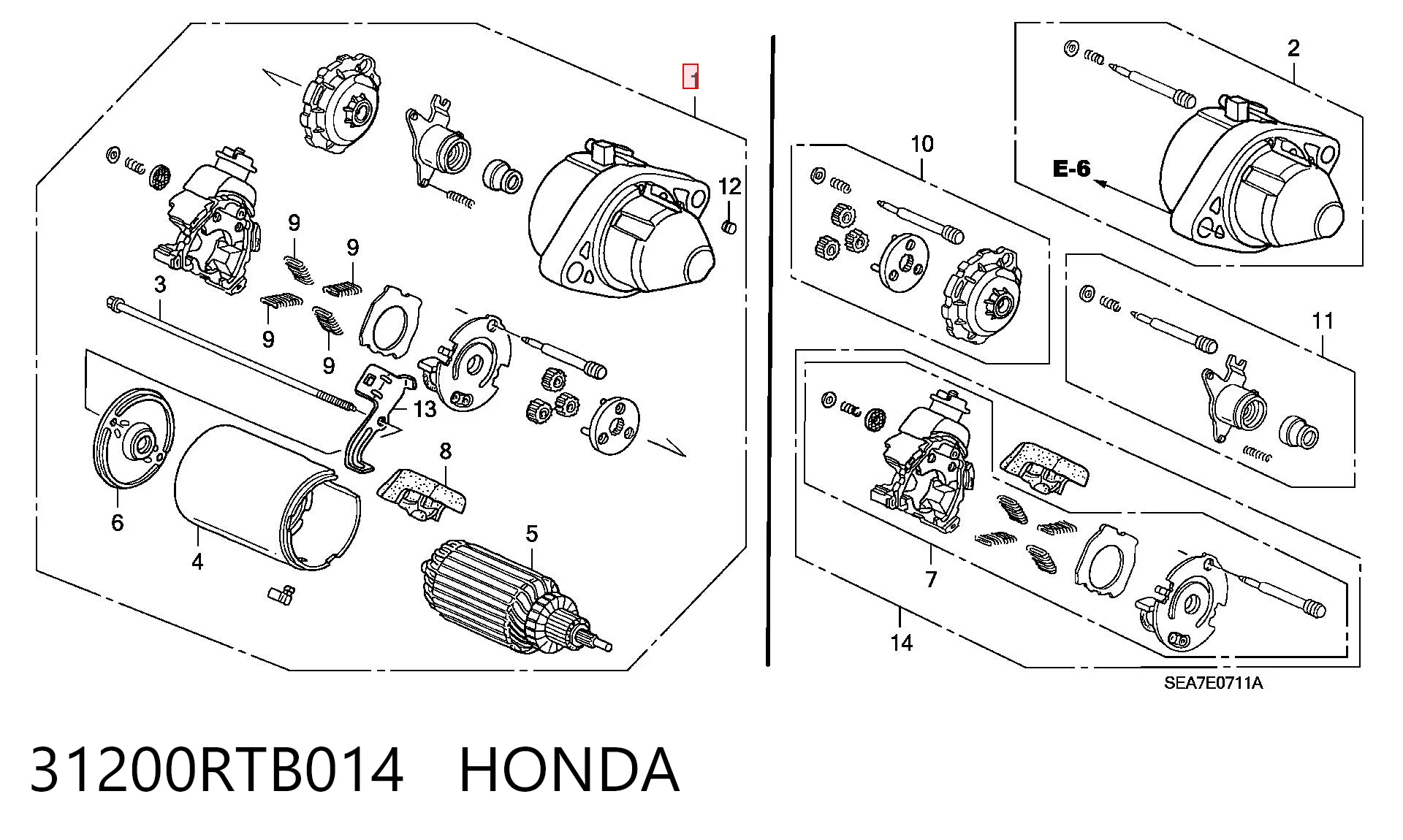 31200RTB014 Honda Стартер двигуна